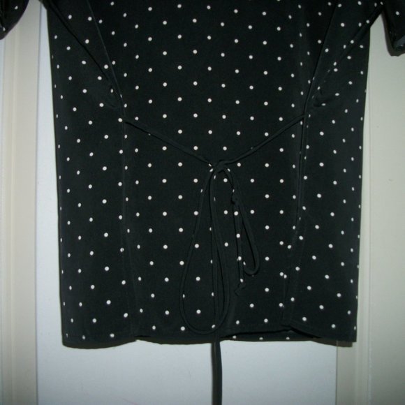 RETRO DARLING IN DOTS BLACK WH BLOUSE LG - Picture 5 of 5